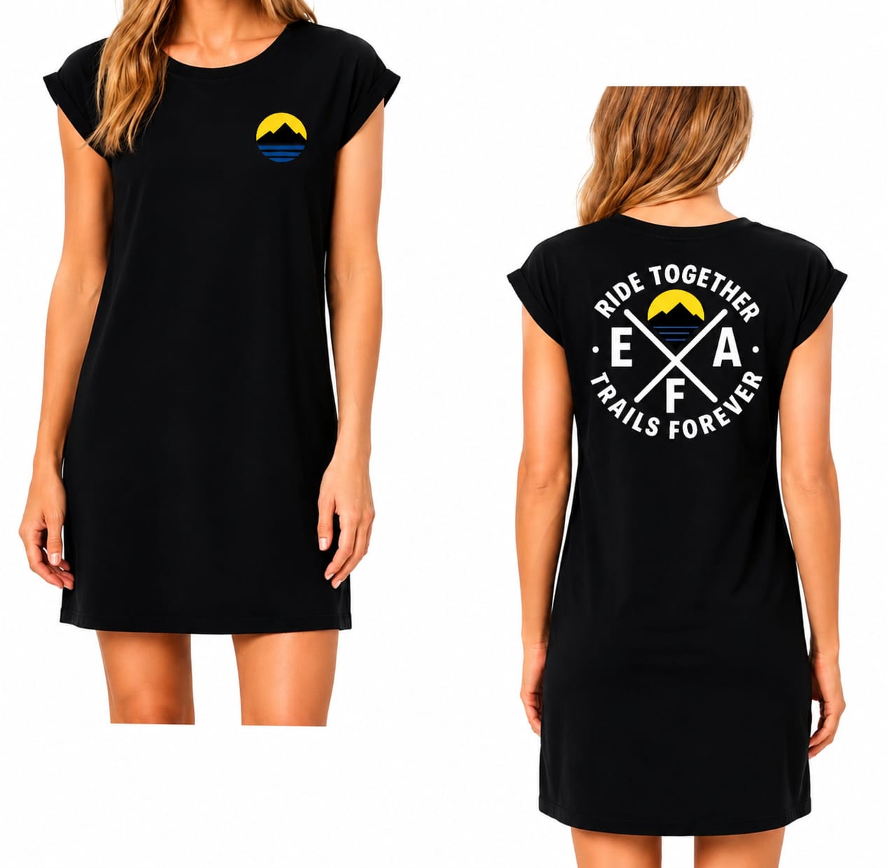 EFA - Damen T-Shirt Kleid Schwarz