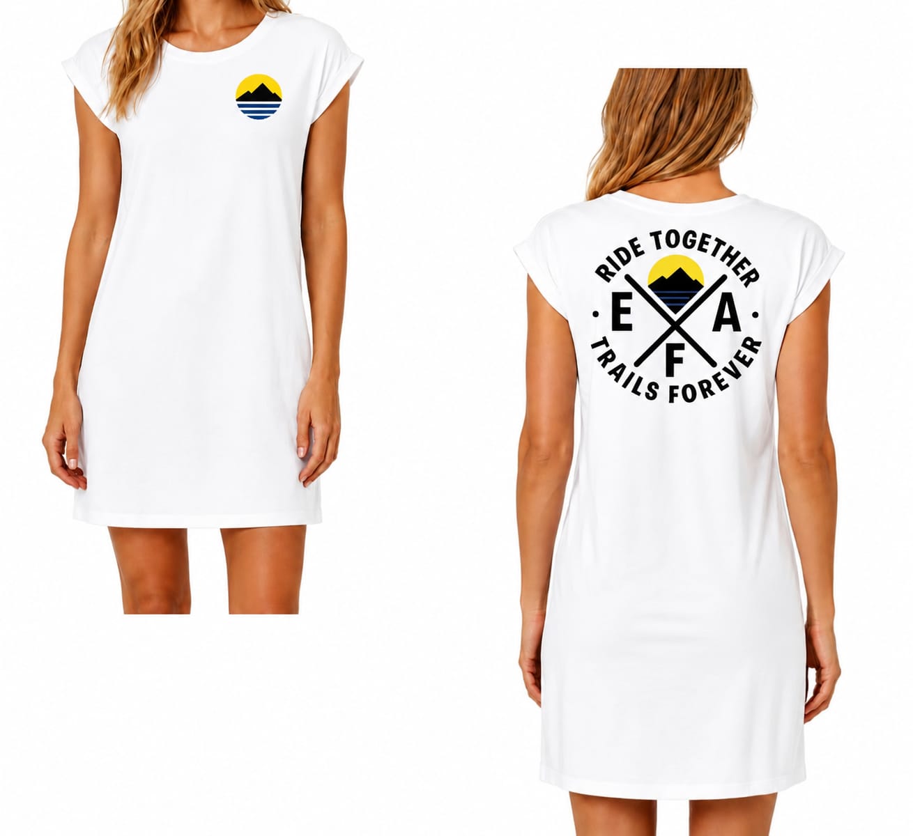 EFA - Damen T-Shirt Kleid Weiß
